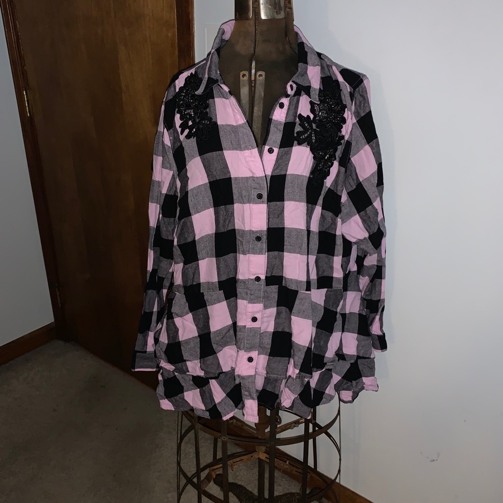 Flannel hi lo top